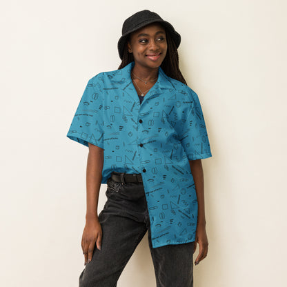 HOW Geometric Blue Unisex button shirt