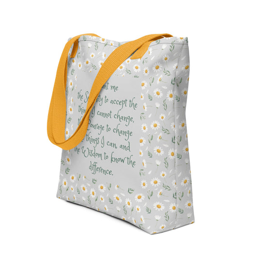 Daisy Serenity Prayer Tote Bag - tracy trudges