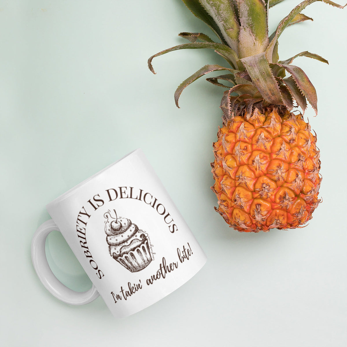 Delicious Sobriety Ceramic White Glossy Mug - tracy trudges