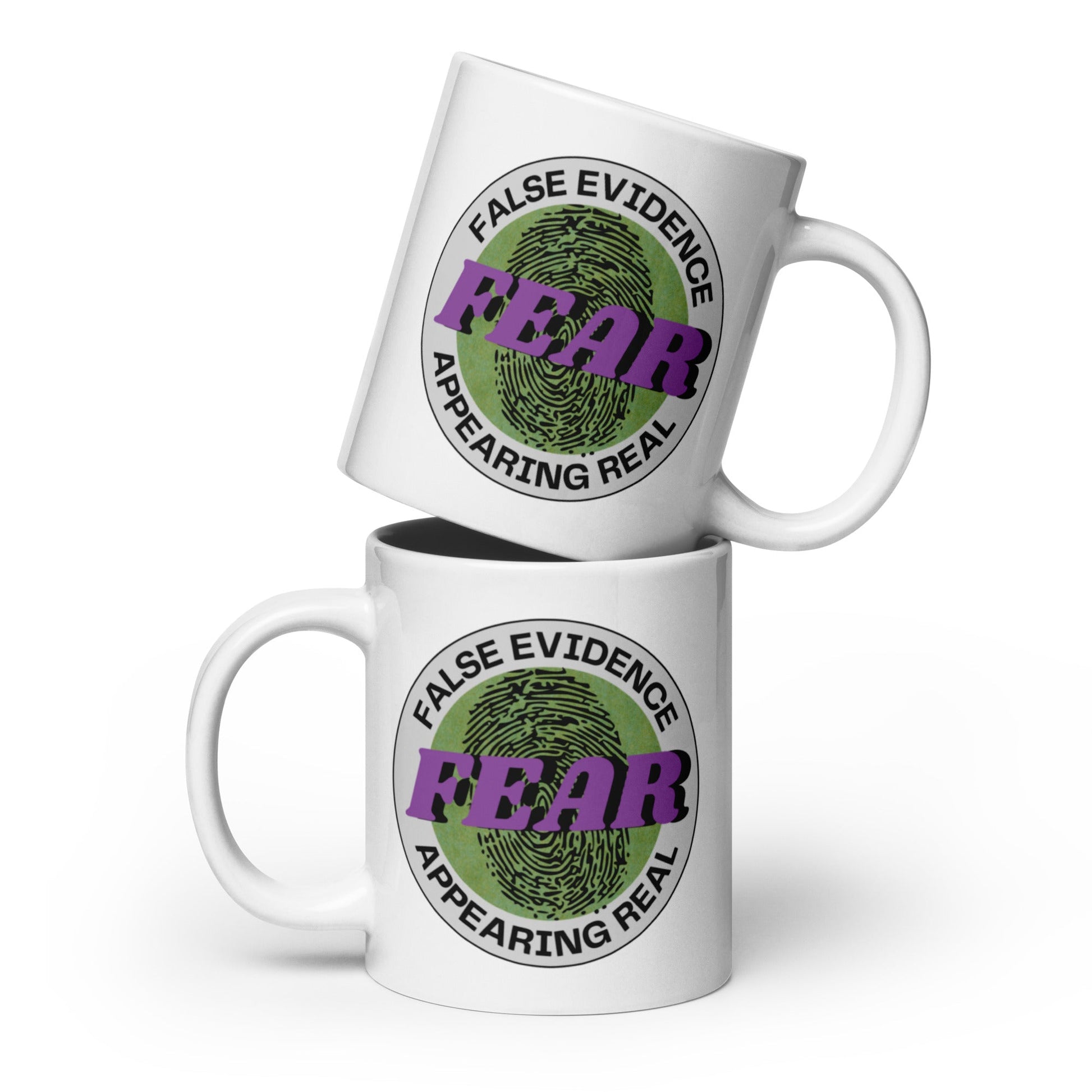 F.E.A.R. White Glossy Ceramic Mug - tracy trudges
