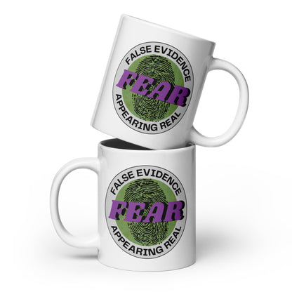 F.E.A.R. White Glossy Ceramic Mug - tracy trudges