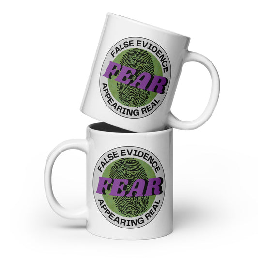 F.E.A.R. White Glossy Ceramic Mug - tracy trudges