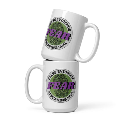 F.E.A.R. White Glossy Ceramic Mug - tracy trudges