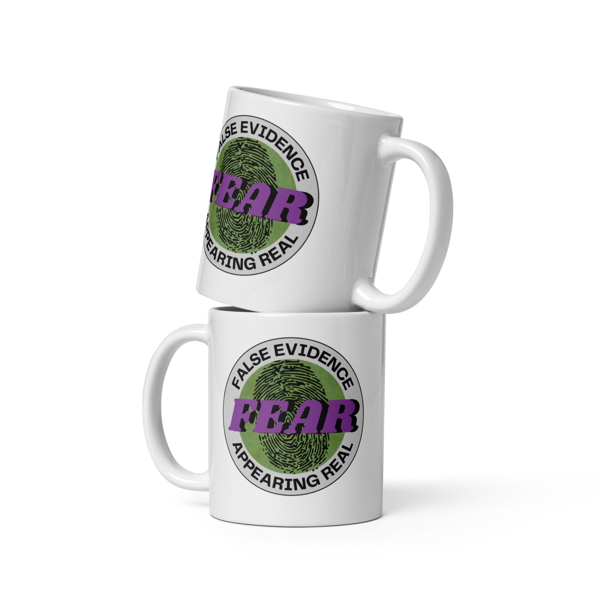 F.E.A.R. White Glossy Ceramic Mug - tracy trudges