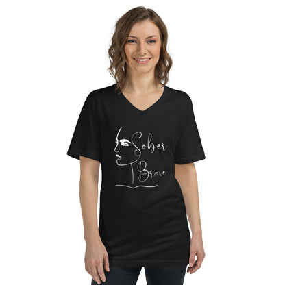 Sober Brave Cotton V-Neck T-Shirt - tracy trudges