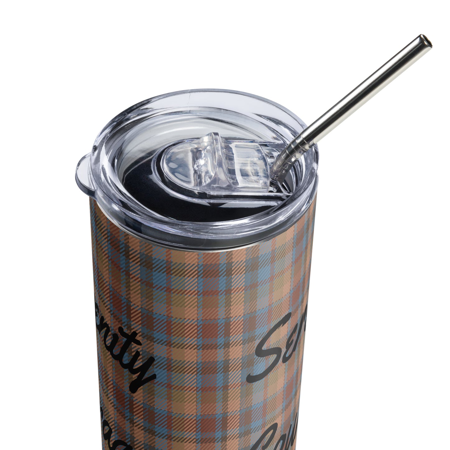 Serenity, Courage, Wisdom Plaid Stainless steel tumbler