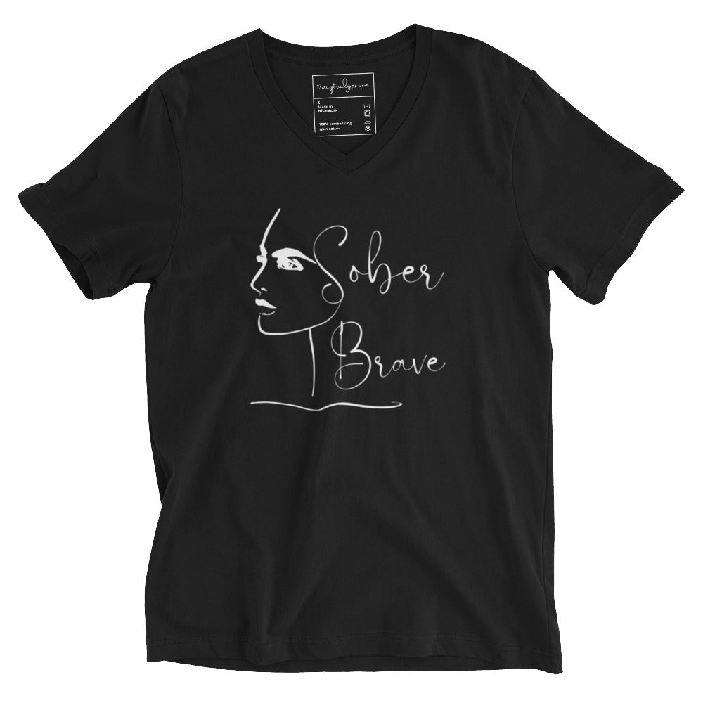 Sober Brave Short Sleeve V-Neck T-Shirt