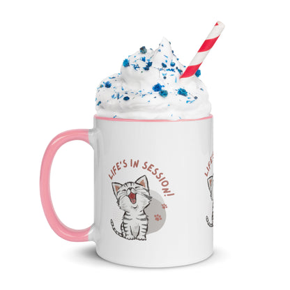 "Life's in Session" Kitten Mug with Color Inside