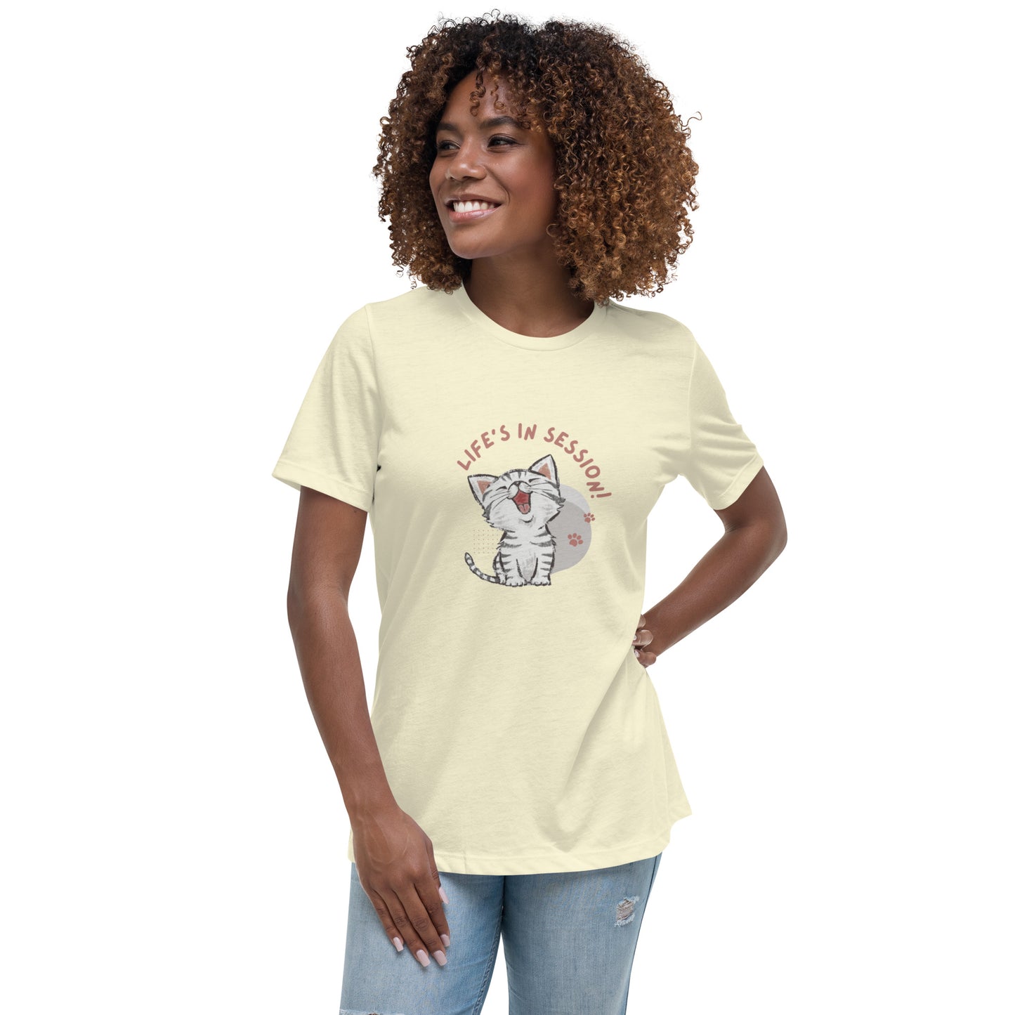 "Life's in Session" Kitten Women's Relaxed T-Shirt