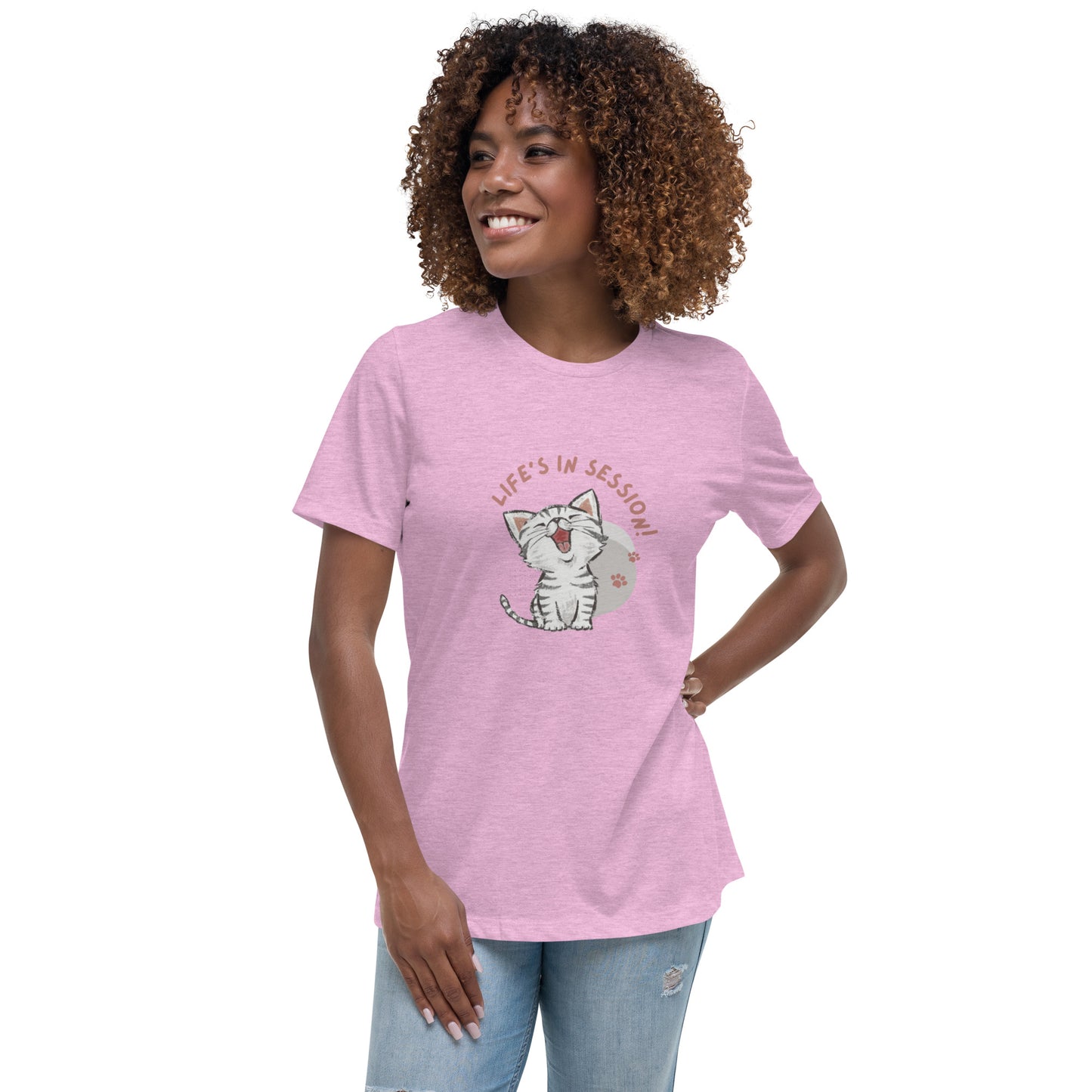 "Life's in Session" Kitten Women's Relaxed T-Shirt