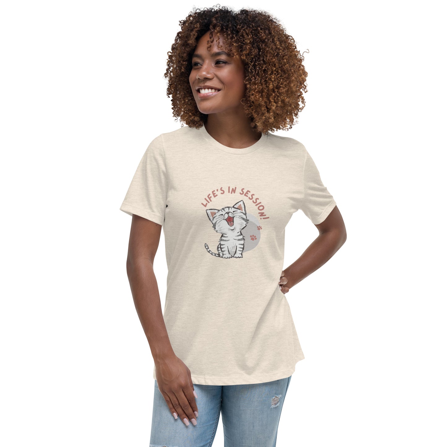 "Life's in Session" Kitten Women's Relaxed T-Shirt