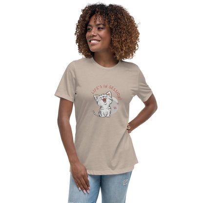 "Life's in Session" Kitten Women's Relaxed T-Shirt