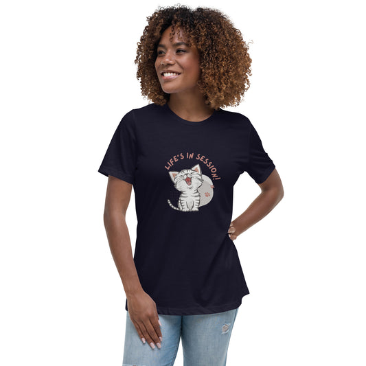 "Life's in Session" Kitten Women's Relaxed T-Shirt