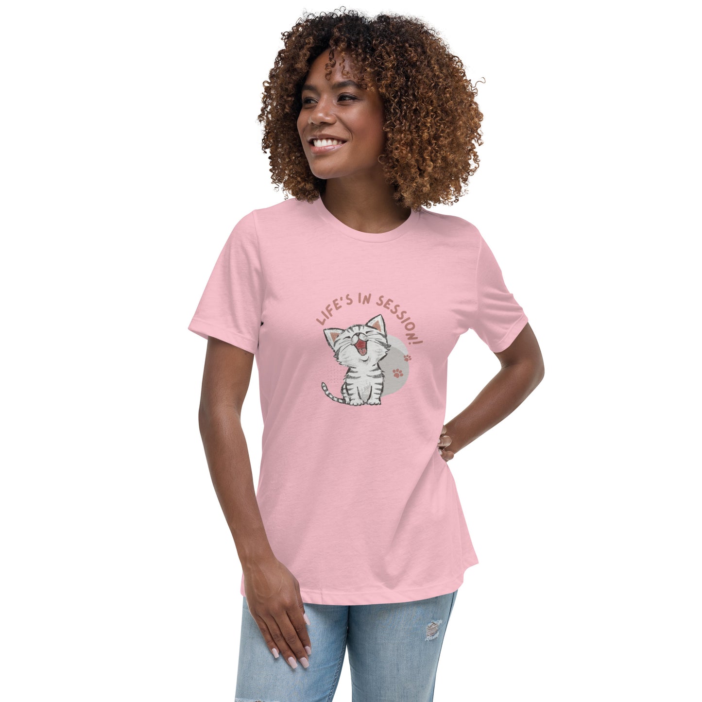 "Life's in Session" Kitten Women's Relaxed T-Shirt